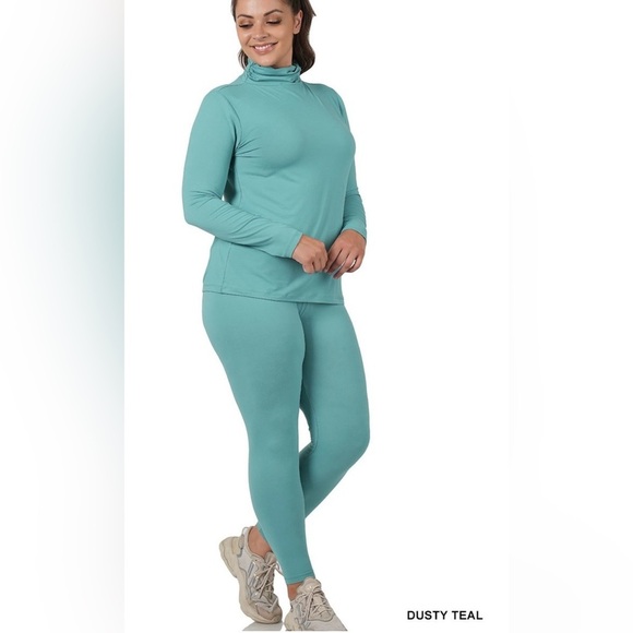 New! PLUS MICROFIBER MOCK NECK TOP & LEGGINGS SET Size 1X 2X 3X - Picture 2 of 5